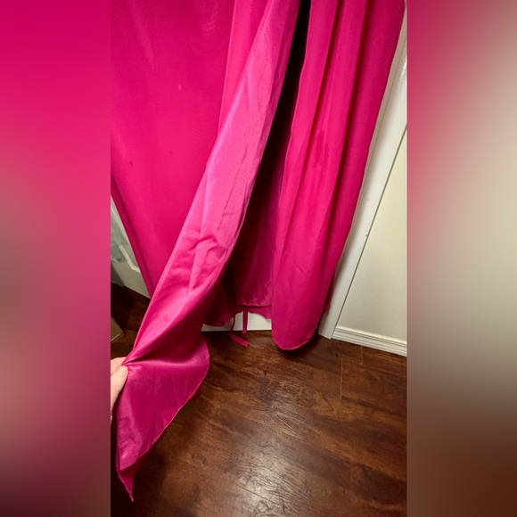 NEW NO TAGS SZ 28 WOMENS FUCHSIA PINK ONE SHOULDER EVENING GOWN Left Front Slit - Picture 2 of 4